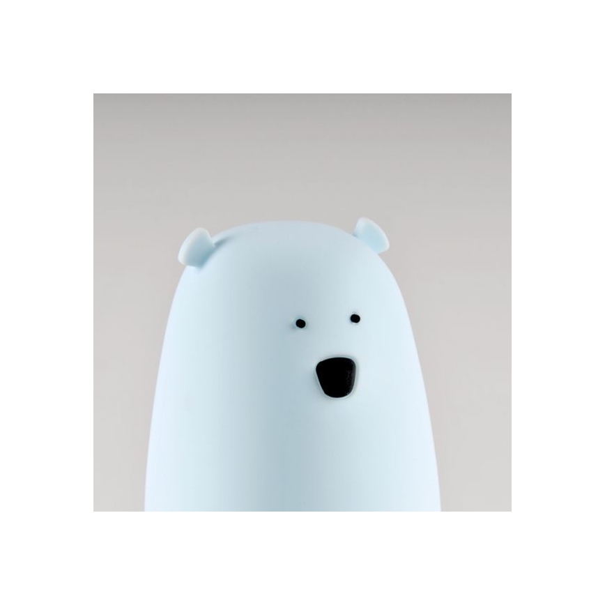 LED RGB Bērnu skārienvadāma maza lampa BEAR LED/0,8W/5V zila