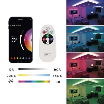 LED RGB+CCT Aptumšojama josla GOSMART LED/11W/230V 2 m 2700-6500K IP44 Wi-Fi + tālvadības pults