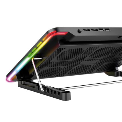 LED RGB Dzesēšanas paliktnis VARR klēpjdatoram 6x ventilators 2xUSB melns