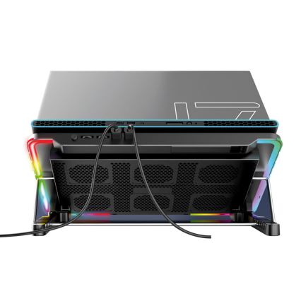 LED RGB Dzesēšanas paliktnis VARR klēpjdatoram 6x ventilators 2xUSB melns