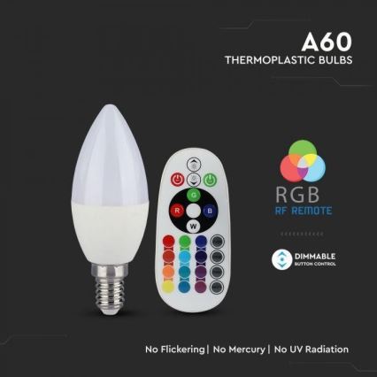 LED RGB regulējamā spuldze E14/3,5W/230V 6400K + tālvadības pults