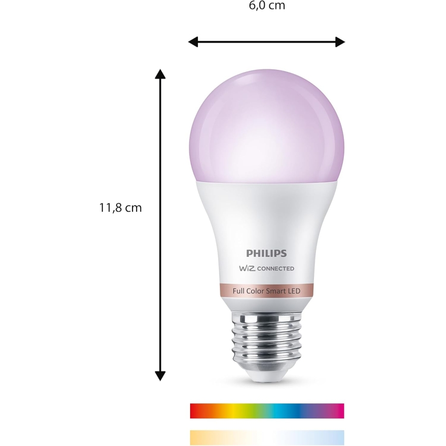 LED RGB spilgtuma regulējama spuldze Philips SMART A60 E27/8,5W/230V 2200-6500K + tālvadības pults