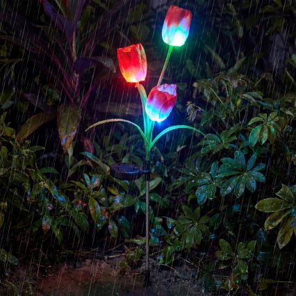 LED RGB saules dekoratīvais gaismeklis 3xLED/3,7V 200 mAh IP44 tulpe