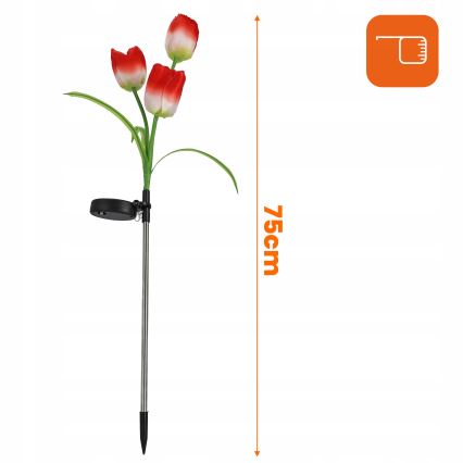 LED RGB saules dekoratīvais gaismeklis 3xLED/3,7V 200 mAh IP44 tulpe