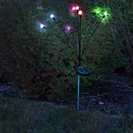 LED RGB Saules eneģijas lampa FIORINI 8xLED/1,2V 600mAh IP44 melna