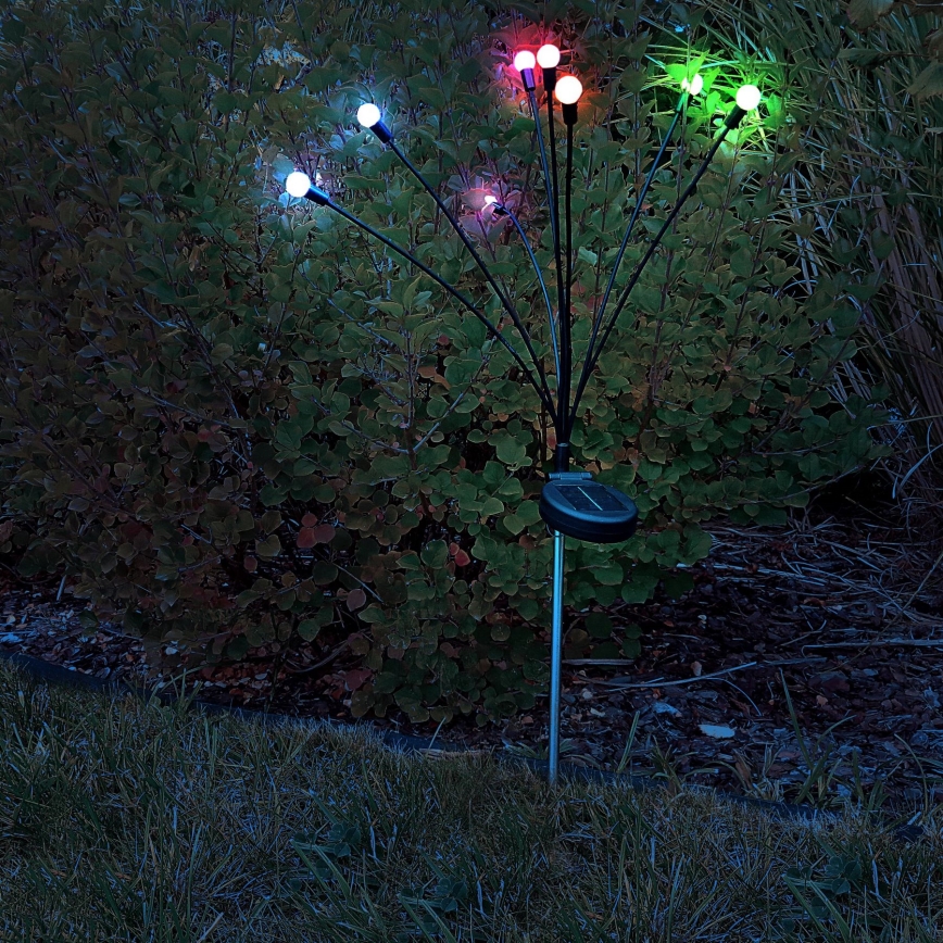 LED RGB Saules eneģijas lampa FIORINI 8xLED/1,2V 600mAh IP44 melna