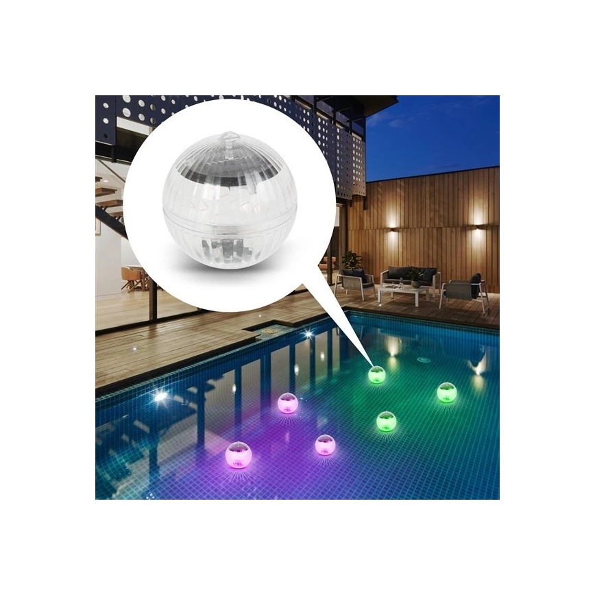LED RGB Saules enerģijas lampa baseinam ar krēslas sensoru LED/1,2V/600 mAh IP65