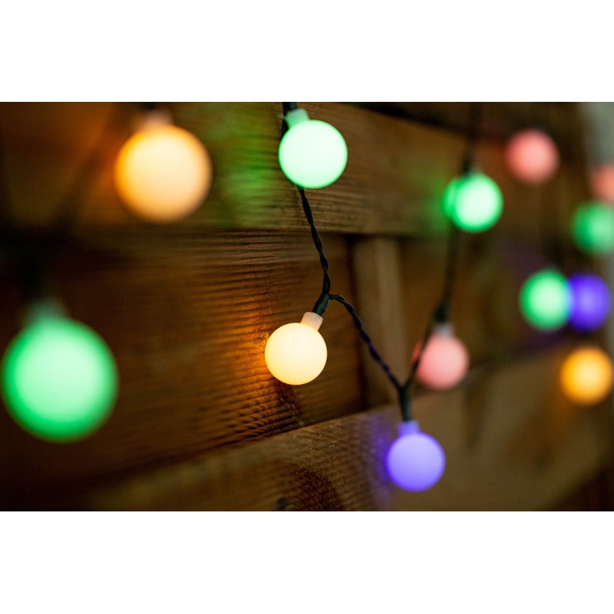 LED RGB Saules enerģijas virtene PARTY 30xLED/1,2V 400 mAh 3,9 m IP44