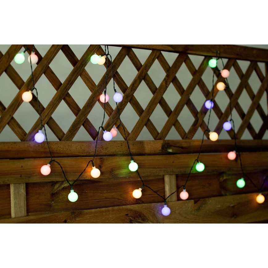 LED RGB Saules enerģijas virtene PARTY 30xLED/1,2V 400 mAh 3,9 m IP44