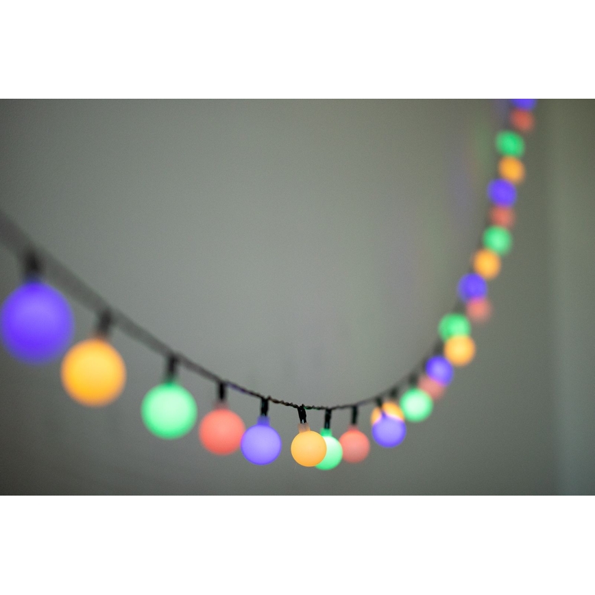 LED RGB Saules enerģijas virtene PARTY 30xLED/1,2V 400 mAh 3,9 m IP44