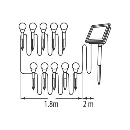 LED RGB saules gaismeklis 10xLED/1,2V 300 mAh IP44 melns