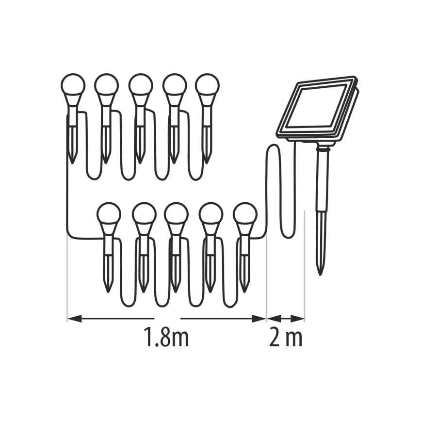 LED RGB saules gaismeklis 10xLED/1,2V 300 mAh IP44 melns