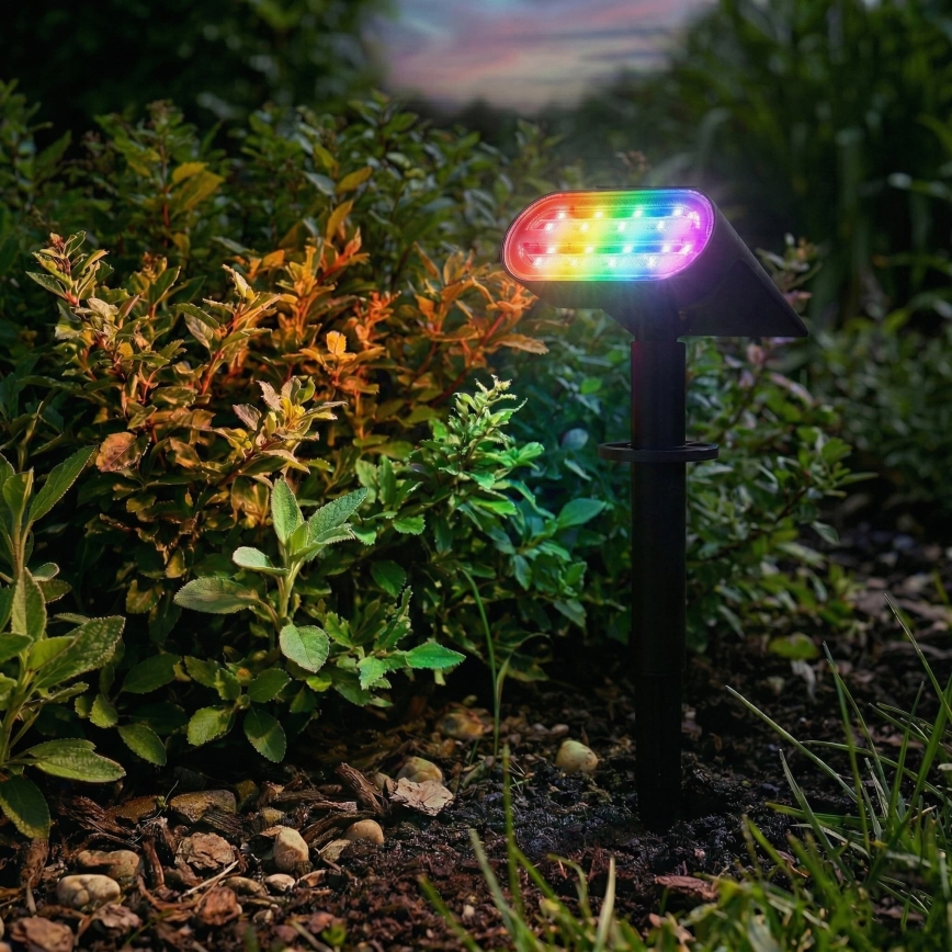 LED RGB saules lampa 2 vienā LED/3,7V 1200 mAh IP54 melna