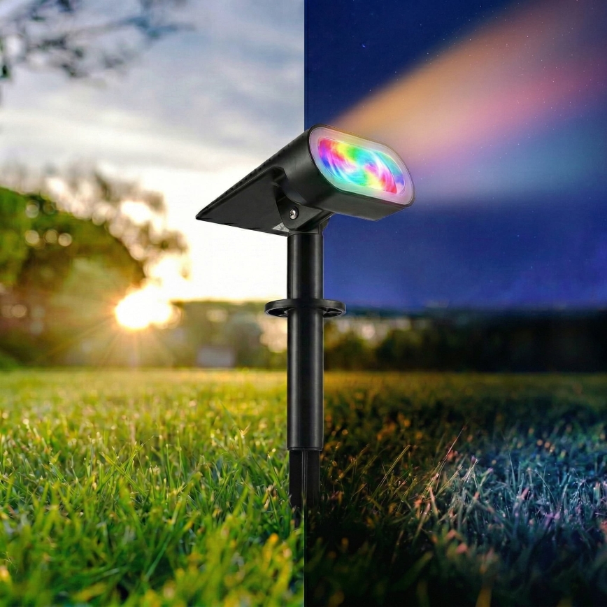 LED RGB saules lampa 2 vienā LED/3,7V 1200 mAh IP54 melna