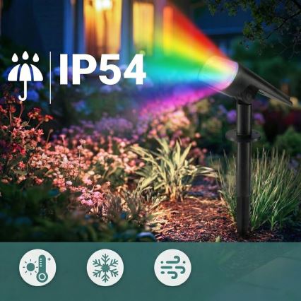 LED RGB saules lampa 2 vienā LED/3,7V 1200 mAh IP54 melna
