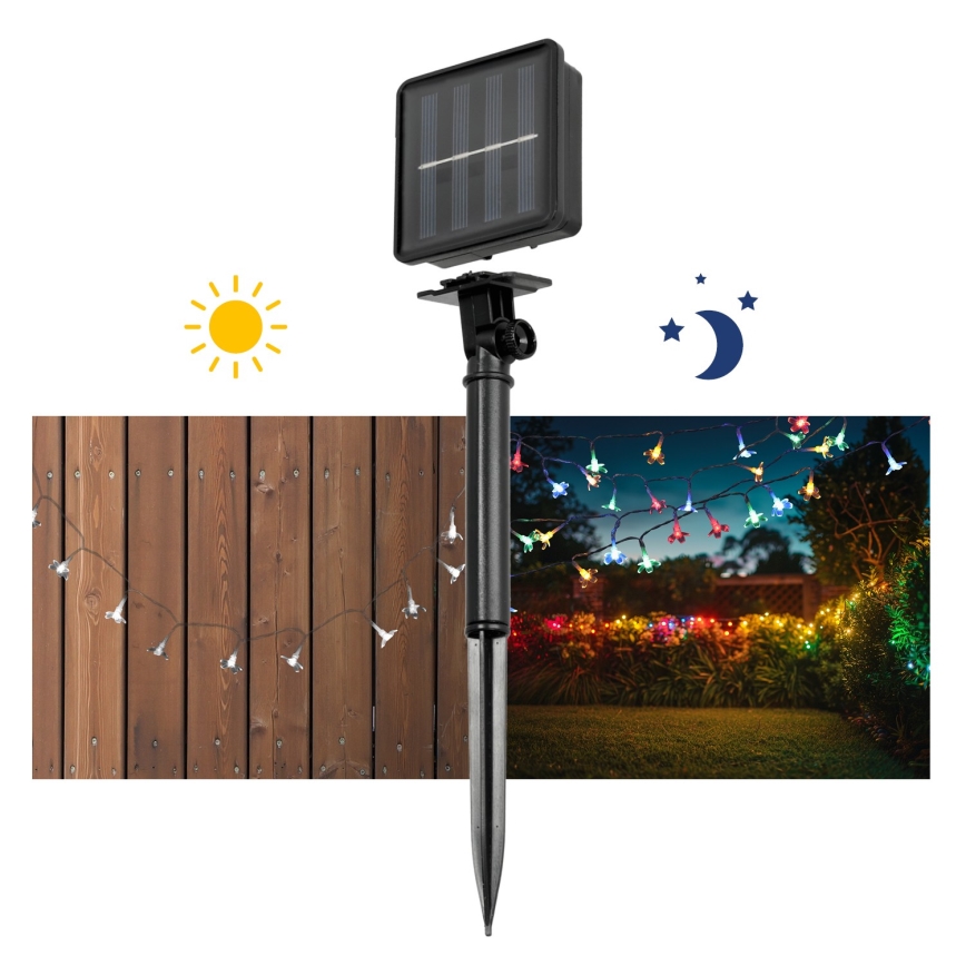 LED RGB Saules ķēde 50xLED/0,12W/1,2V 1xAA IP44 600 mAh