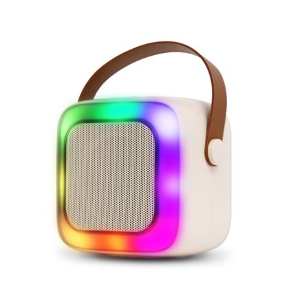 CONNECT IT CSP-1010-BG - LED RGB skaļrunis ar bezvadu mikrofoniem (2 mikrofoni), 5 W, 1200 mAh + 2 × 400 mAh, krēmkrāsā/zelta