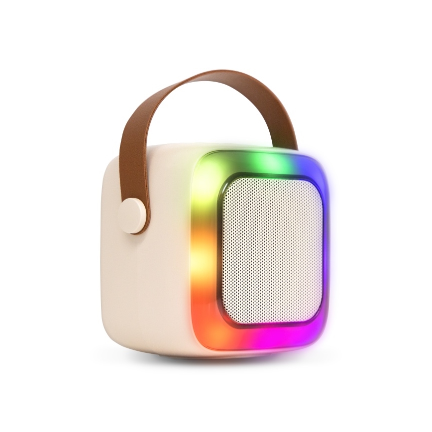 CONNECT IT CSP-1010-BG - LED RGB skaļrunis ar bezvadu mikrofoniem (2 mikrofoni), 5 W, 1200 mAh + 2 × 400 mAh, krēmkrāsā/zelta