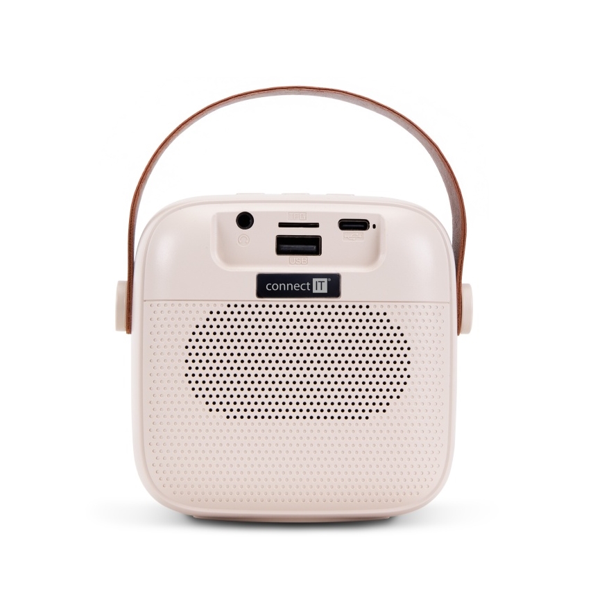 CONNECT IT CSP-1010-BG - LED RGB skaļrunis ar bezvadu mikrofoniem (2 mikrofoni), 5 W, 1200 mAh + 2 × 400 mAh, krēmkrāsā/zelta