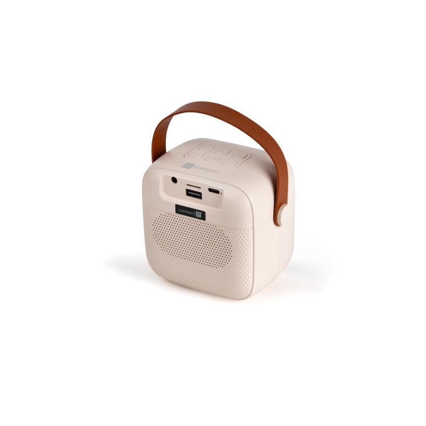 CONNECT IT CSP-1010-BG - LED RGB skaļrunis ar bezvadu mikrofoniem (2 mikrofoni), 5 W, 1200 mAh + 2 × 400 mAh, krēmkrāsā/zelta