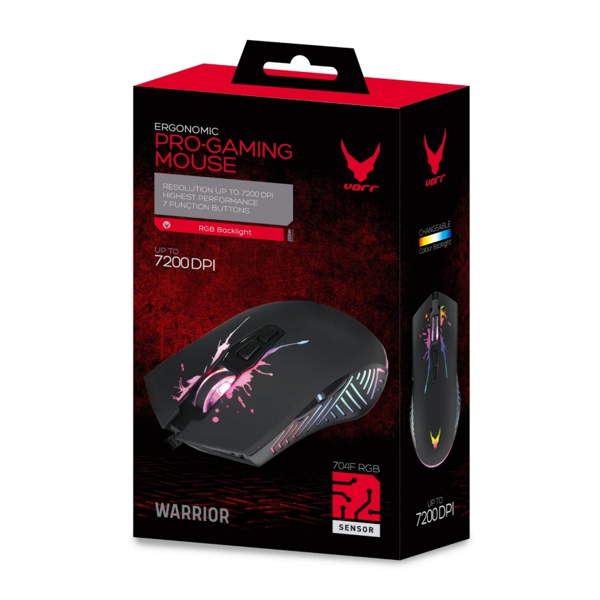 LED RGB Spēļu pele VARR 1200/2400/4800/7200 DPI