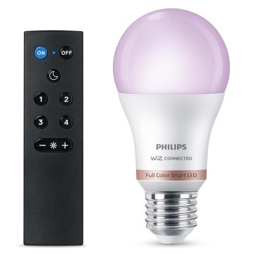 LED RGB spilgtuma regulējama spuldze Philips SMART A60 E27/8,5W/230V 2200-6500K + tālvadības pults