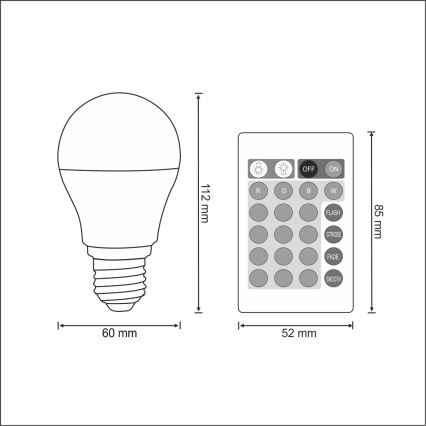 LED RGB spuldze E27/6W/230V aptumšojama 3000K