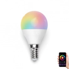 LED RGB Spuldze G45 E14/5W/230V 3000-6500K Wi-Fi - Aigostar