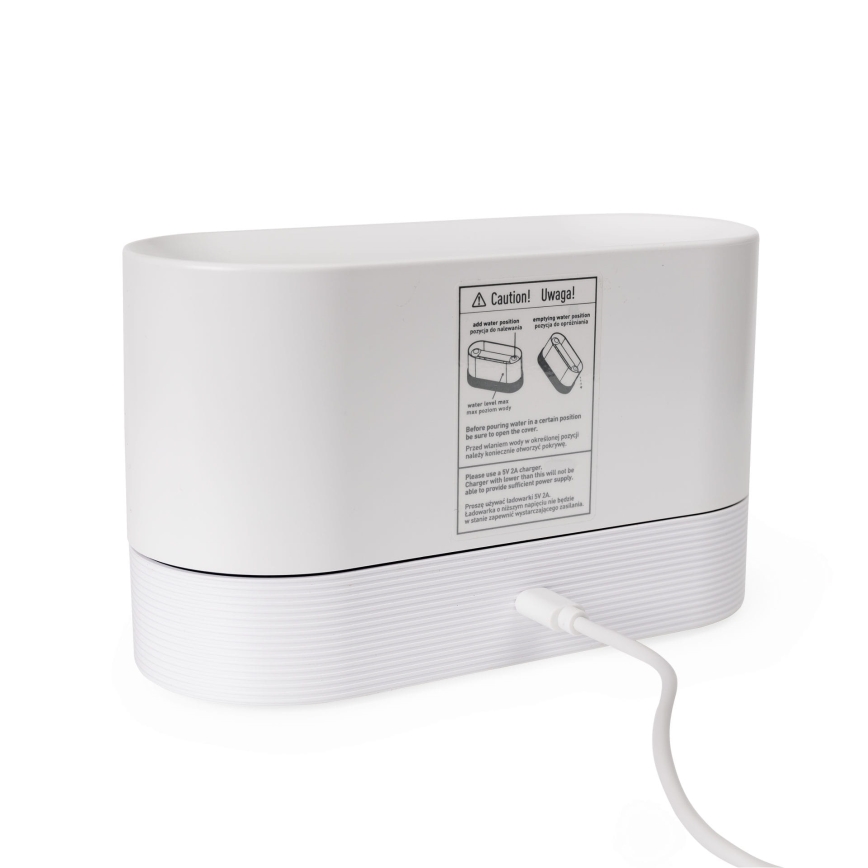 LED RGB Ultraskaņas aroma difuzors un gaisa mitrinātājs ar fona apgaismojumu 180ml balta