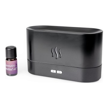 LED RGB Ultraskaņas aroma difuzors un gaisa mitrinātājs ar fona apgaismojumu 180ml melna