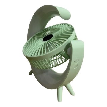 LED RGB uzlādējams galda ventilators 5W/5V 1200 mAh zaļš