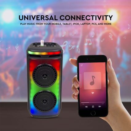LED RGB Uzlādējams skaļrunis ar mikrofonu 400W/2400 mAh + tālvadības pults