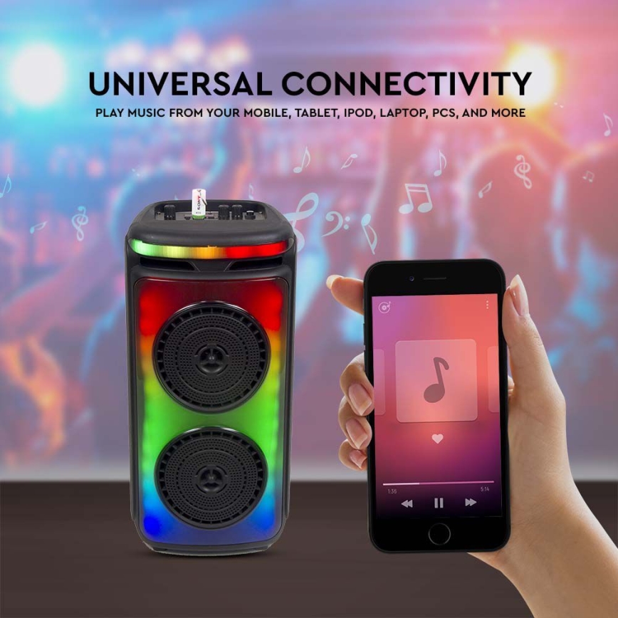 LED RGB Uzlādējams skaļrunis ar mikrofonu 400W/2400 mAh + tālvadības pults