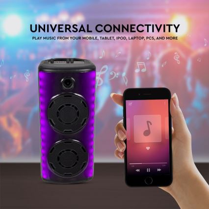 LED RGB Uzlādējams skaļrunis ar mikrofonu 600W/2400 mAh + tālvadības pults