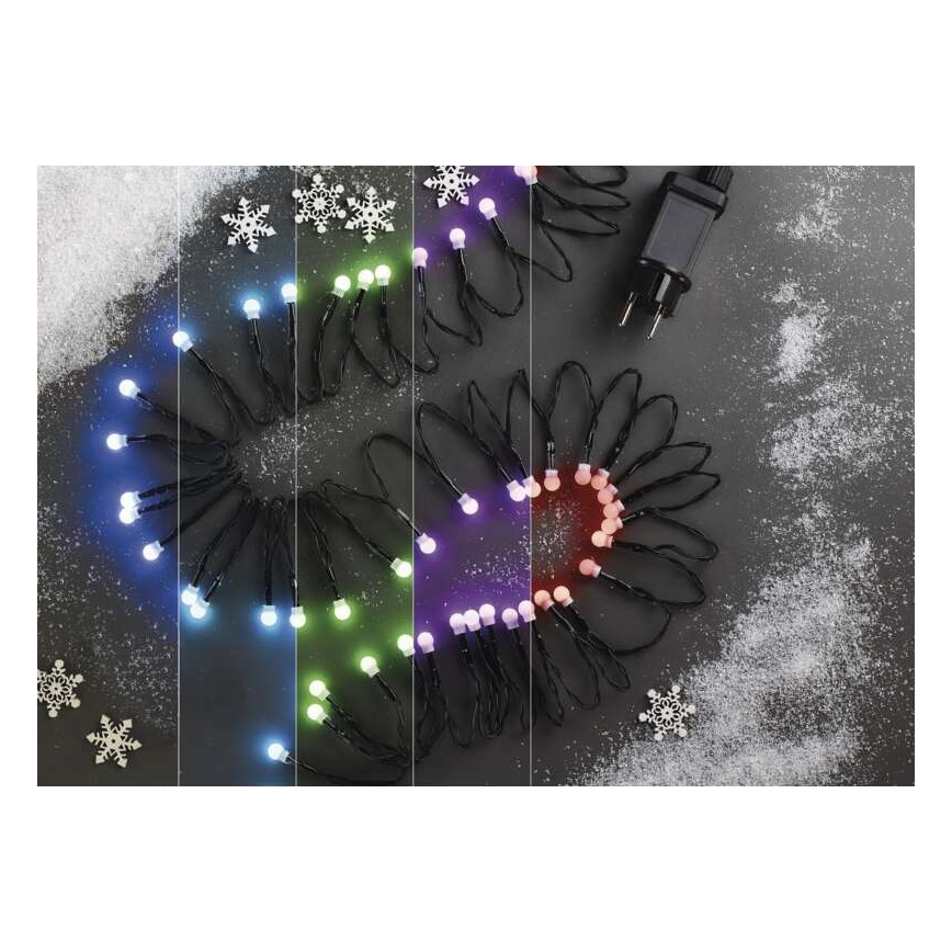 LED RGB Ziemassvētku āra virtene 96xLED/64 režīmi 15m IP44 + tālvadības pults