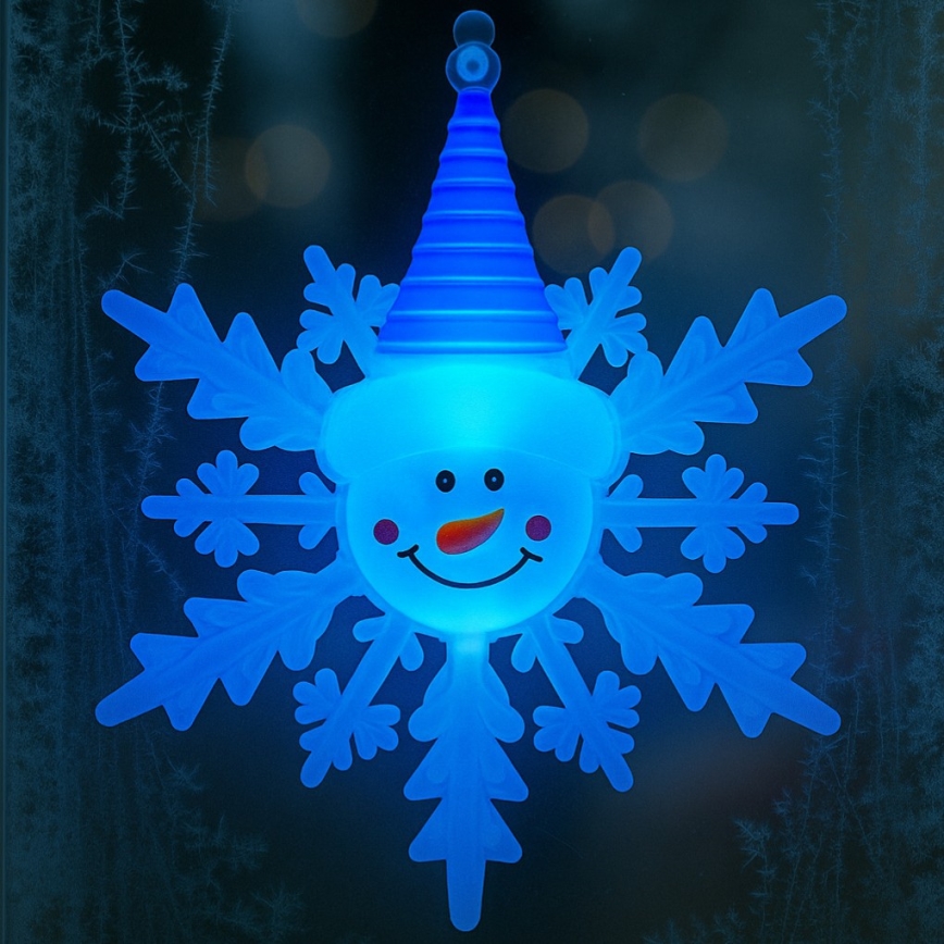 LED RGB Ziemassvētku dekors ar piesūcekni LED/3xLR44 sniegavīrs sarkans/zils/zaļš