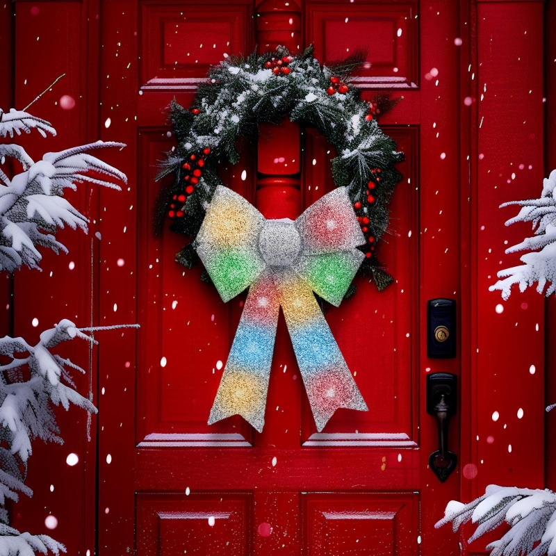 LED RGB Ziemassvētku rotājums 11xLED/3xLR44 40x30 cm sudraba bante