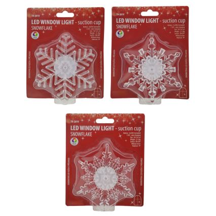 LED RGB Ziemassvētku rotājums ar piesūcekni LED/3xLR44 sniegpārsla