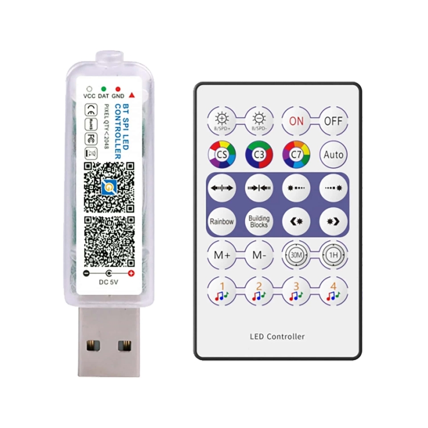 LED RGB Ziemassvētku virtene LED/10W/5V 10 m USB + tālvadības pults