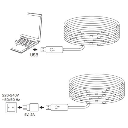 LED RGB Ziemassvētku virtene LED/10W/5V 10 m USB + tālvadības pults