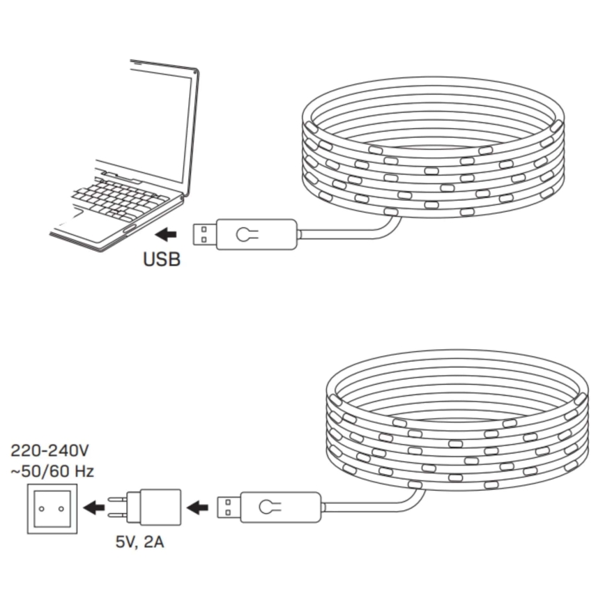 LED RGB Ziemassvētku virtene LED/10W/5V 10 m USB + tālvadības pults