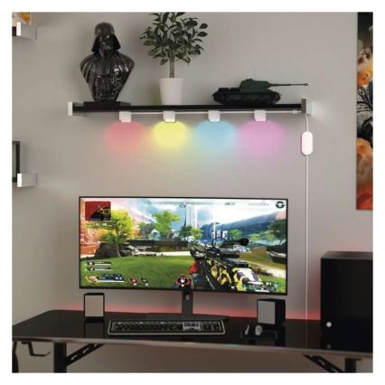 LED RGBIC+CCT Dekoratīva virtene ar starmešu izgaismojumu GoSmart - paplašinājums 4xLED/7W/230V 85 cm Wi-Fi Tuya