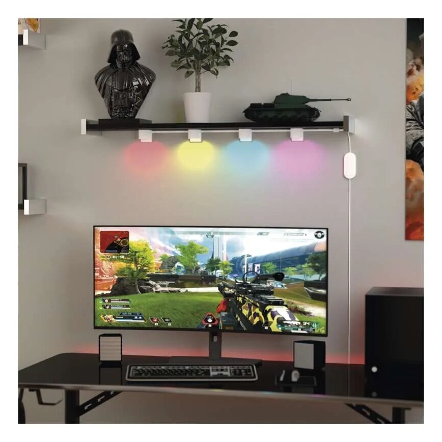 LED RGBIC+CCT Dekoratīva virtene ar starmešu izgaismojumu GoSmart - paplašinājums 4xLED/7W/230V 85 cm Wi-Fi Tuya