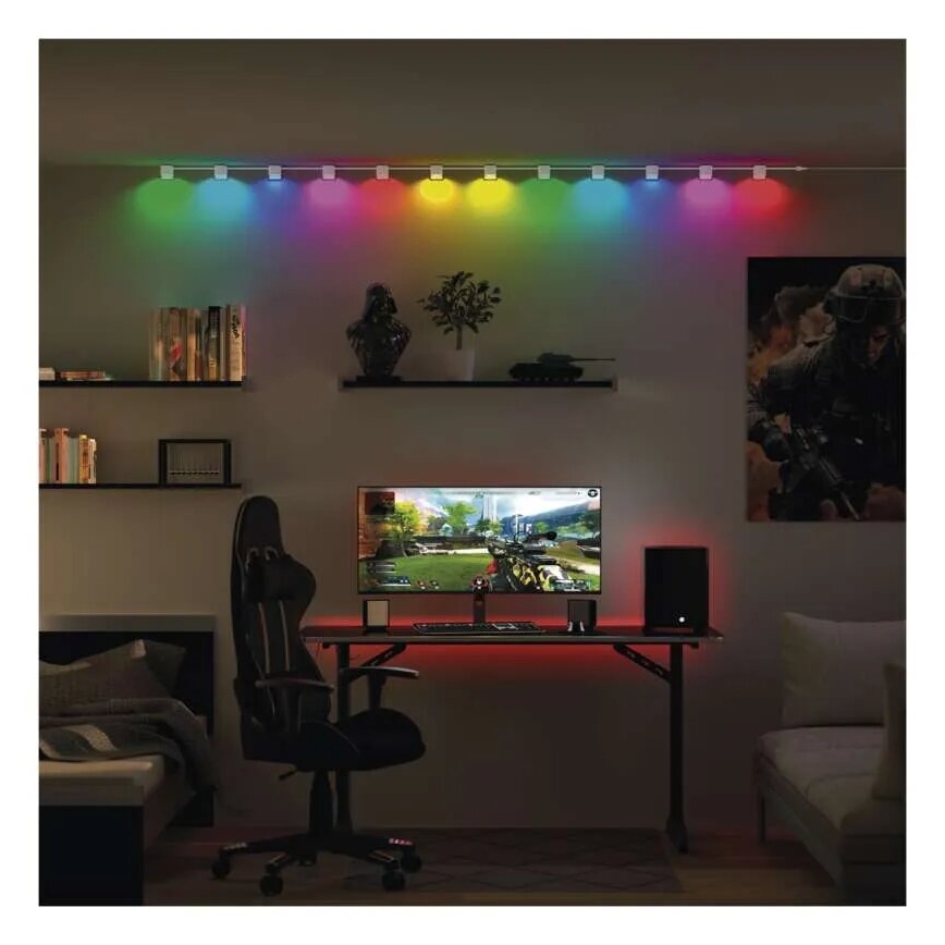 LED RGBIC+CCT Dekoratīva virtene ar starmešu izgaismojumu GoSmart - paplašinājums 4xLED/7W/230V 85 cm Wi-Fi Tuya