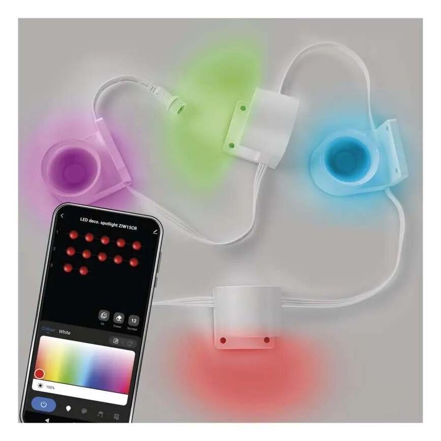 LED RGBIC+CCT Dekoratīva virtene ar starmešu izgaismojumu GoSmart - paplašinājums 4xLED/7W/230V 85 cm Wi-Fi Tuya