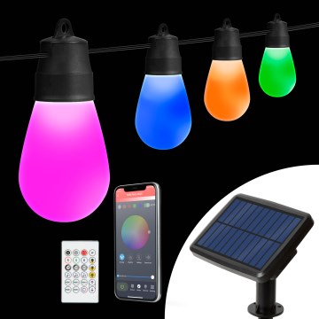 LED RGBIC regulējama saules virtene 15xLED/1,3W/3,7V 2200 mAh 8 m IP65 melna + tālvadība