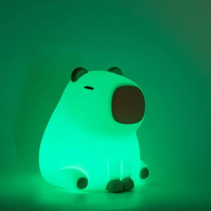 LED RGBW Aptumšojama bērnu skārienvadāma lampa LED/1W/5V USB 1200 mAh kapibara