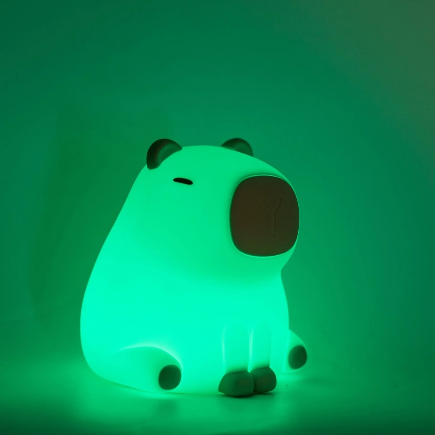 LED RGBW Aptumšojama bērnu skārienvadāma lampa LED/1W/5V USB 1200 mAh kapibara