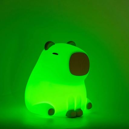 LED RGBW Aptumšojama bērnu skārienvadāma lampa LED/1W/5V USB 1200 mAh kapibara
