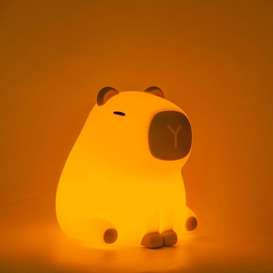 LED RGBW Aptumšojama bērnu skārienvadāma lampa LED/1W/5V USB 1200 mAh kapibara